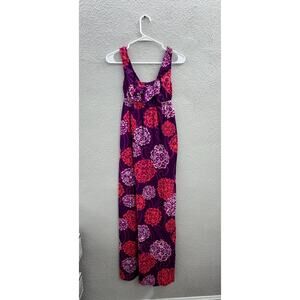 Unbranded Womens Dress Size Uknown Pink Purple Floral Maxi Front Tie Vintage